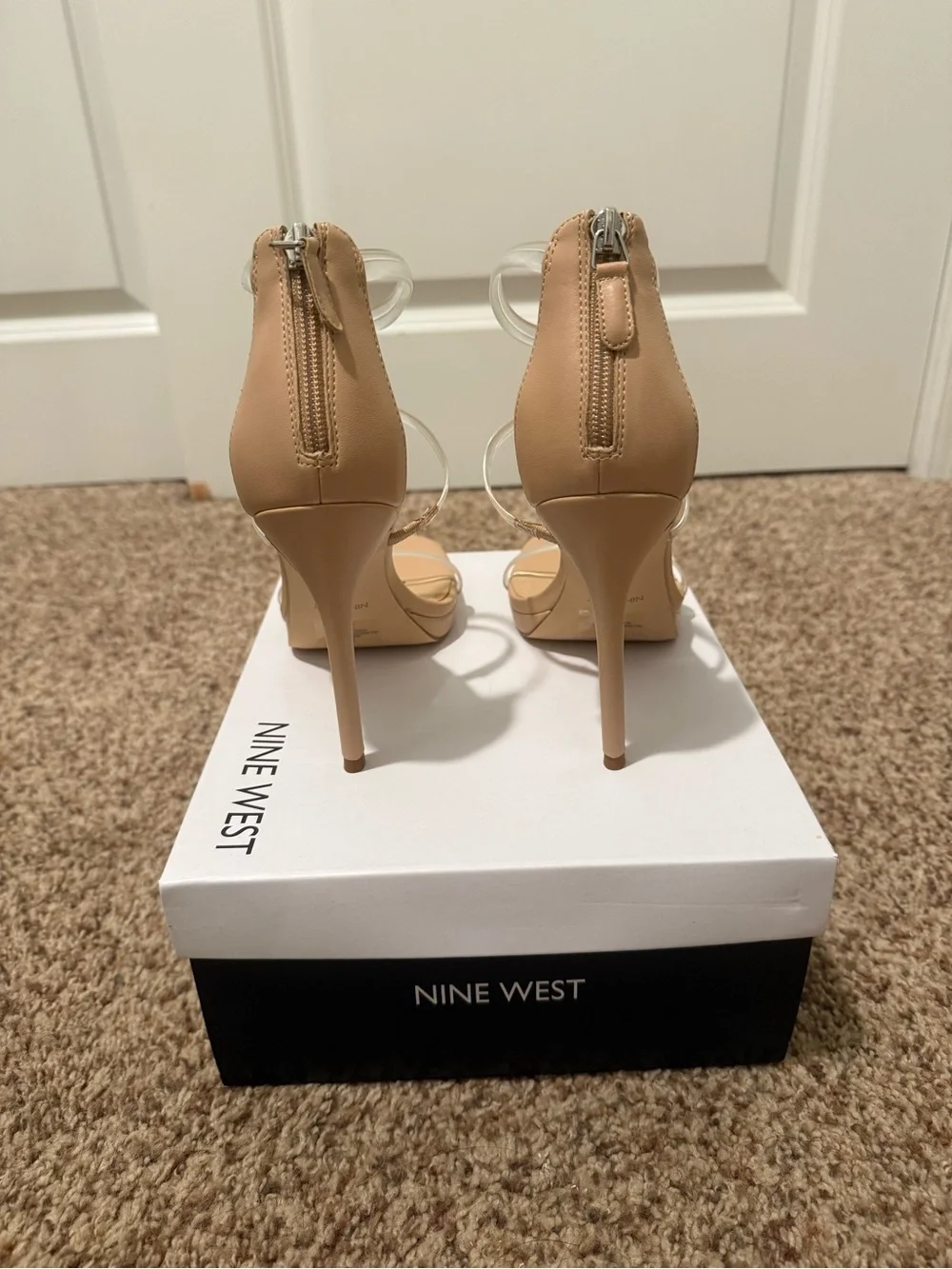 Nine West Nude and Clear Strappy Heel Sandals